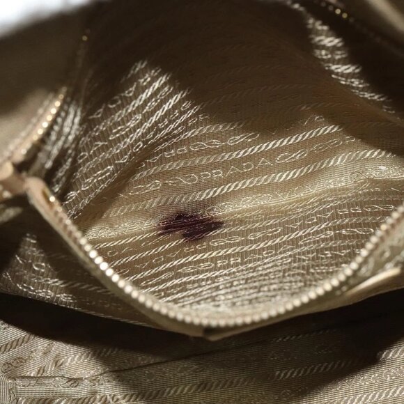 PRADA Logo jacquard Hand Bag Canvas 2way Beige Gold Auth 141533 - Picture 12 of 16